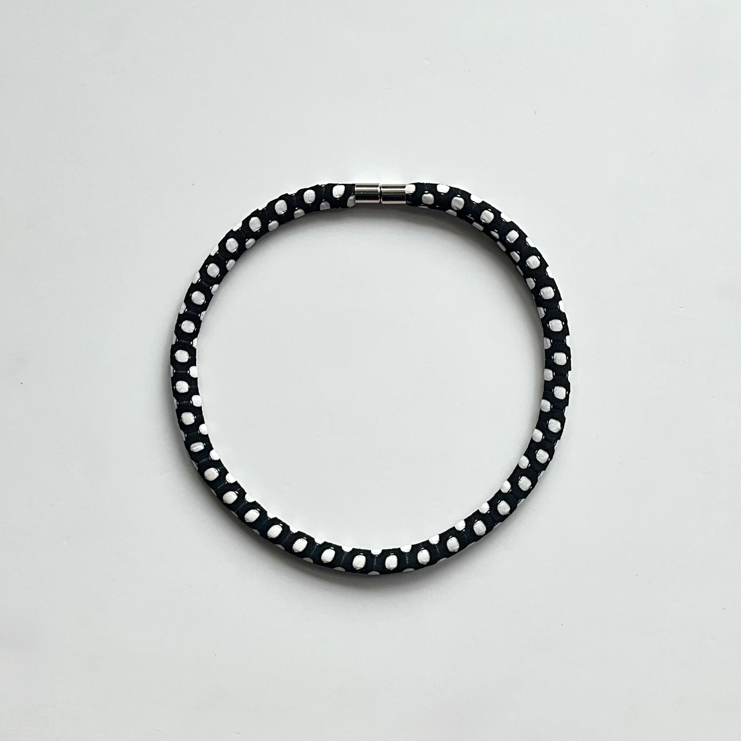 Slims Necklace Single Black & White Polka Dots