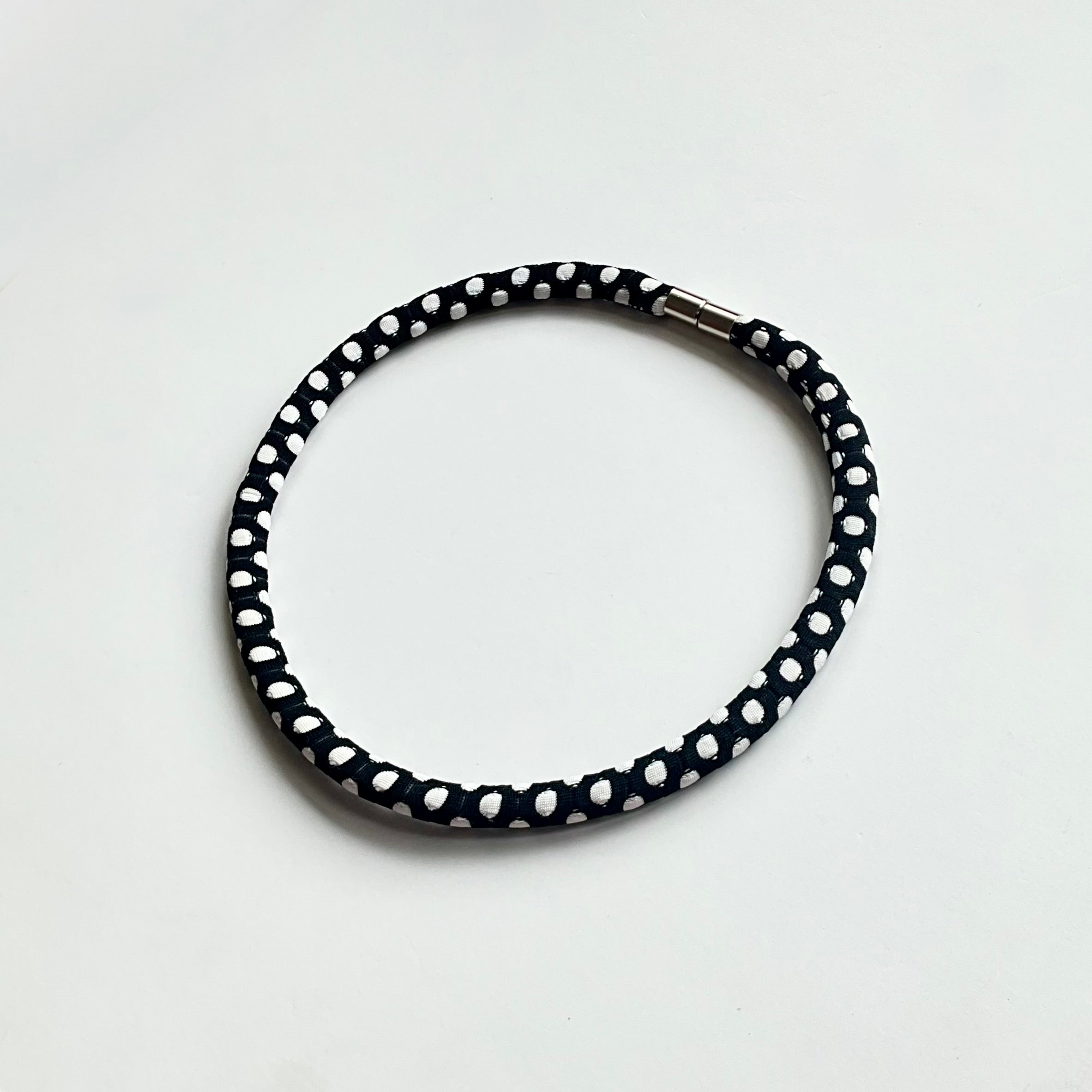 Slims Necklace Single Black & White Polka Dots