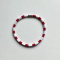Slims Necklace Single Red & White Stripes