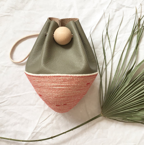 Pouch Bag Grey - Red Stitched