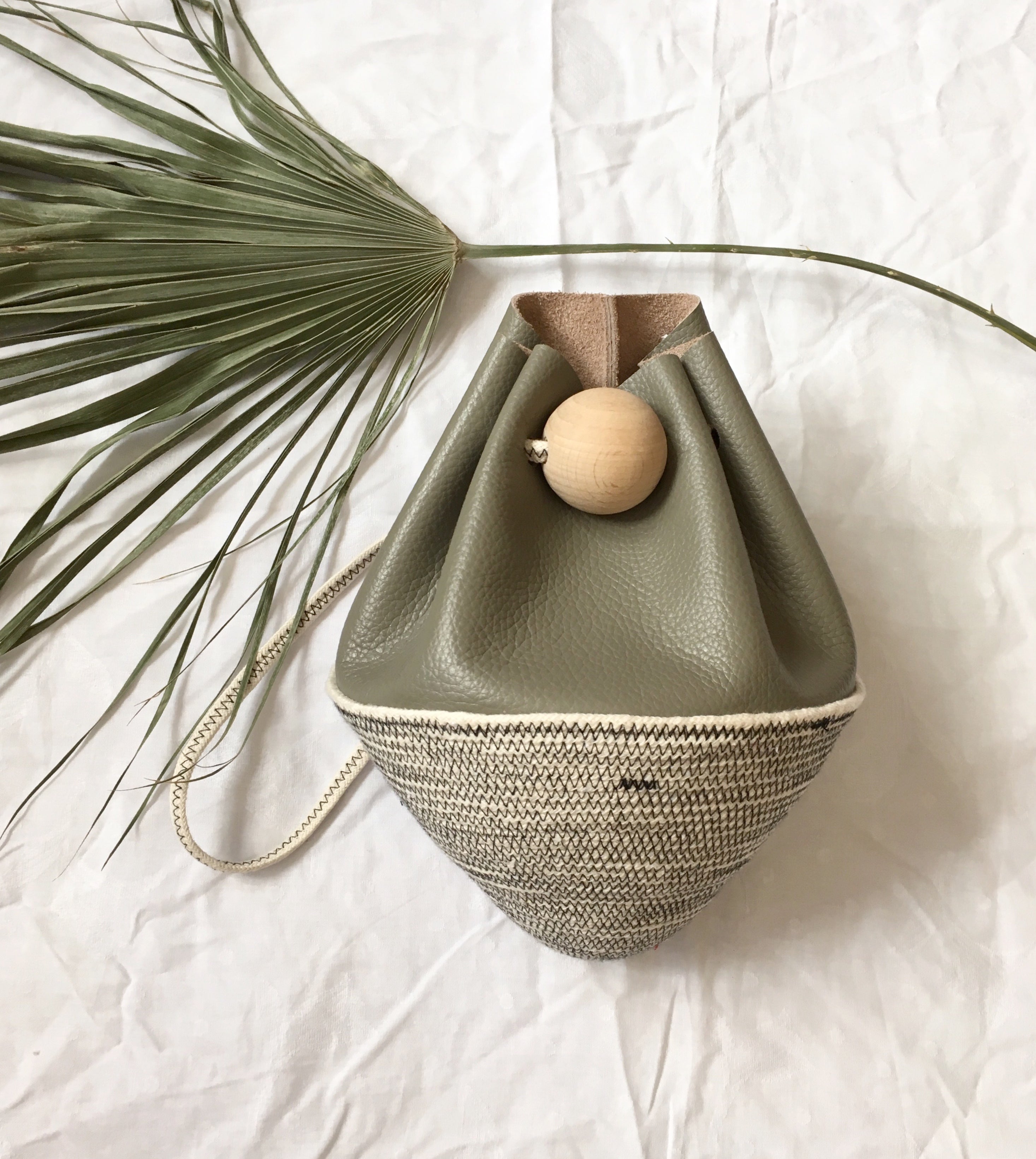 Pouch Bag Grey - Black Stitched