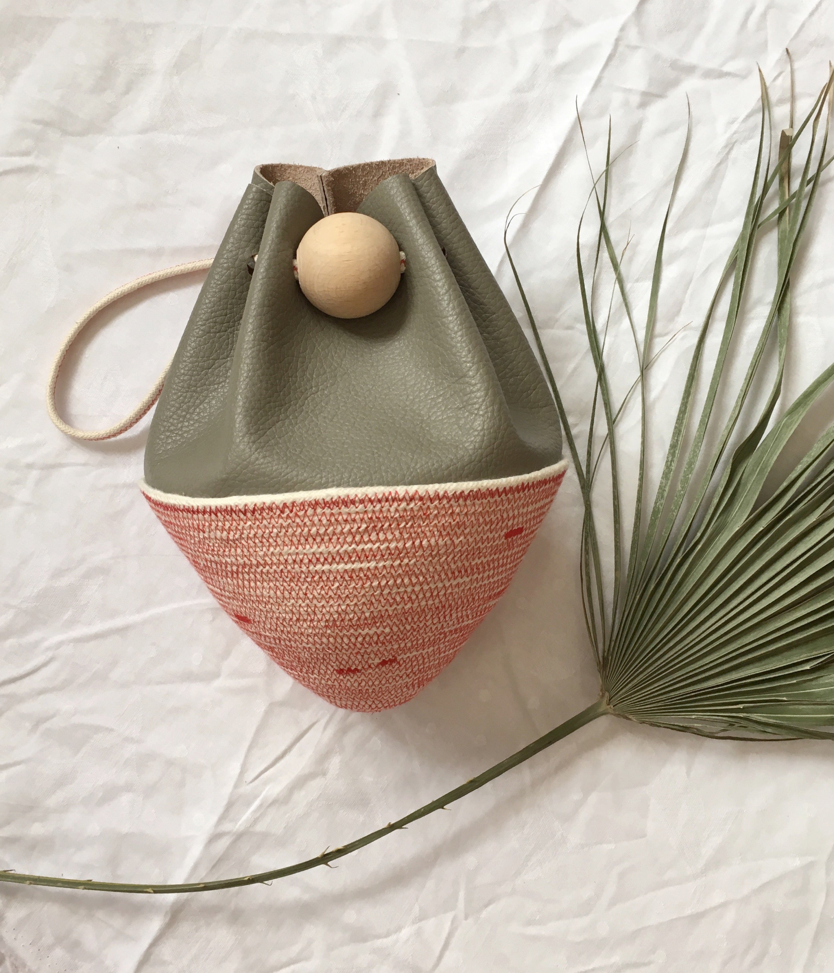 Pouch Bag Grey - Red Stitched
